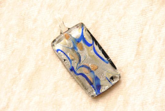 Glasschmuck aus Muranoglas - blau - Anhänger Quadrat Form