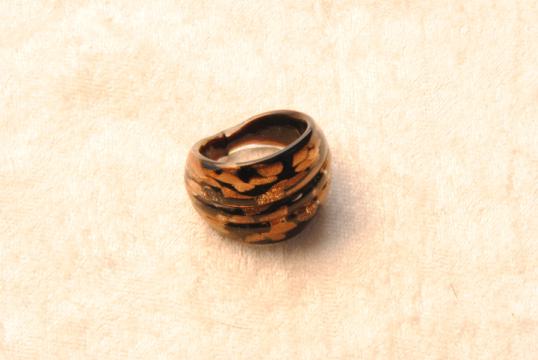 Muranoglas Ring schwarz/gold