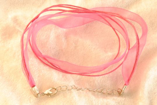 Organza Halsband, Halskette in pink ca. 45cm