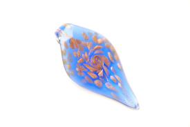 Glasschmuck aus Muranoglas - blau - Anhänger Blatt Form