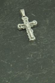 Kleines Kreuz mit Jesus, Edelstahl Schmuck Anhänger für Halsketten