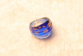 Muranoglas Ring blau/gold