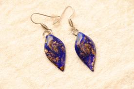Ohrringe aus Muranoglas - blau - Ohrhänger Blatt Form