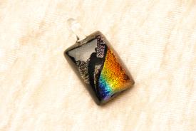 Schmuck Anhänger aus Dichroic Glas, Regenbogen, rechteckig