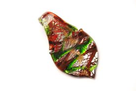 Schmuck aus Muranoglas - rot - Anhänger Blatt Form