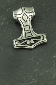 Thors Hammer mit Maske, Edelstahl Wikinger Anhänger für Halsketten